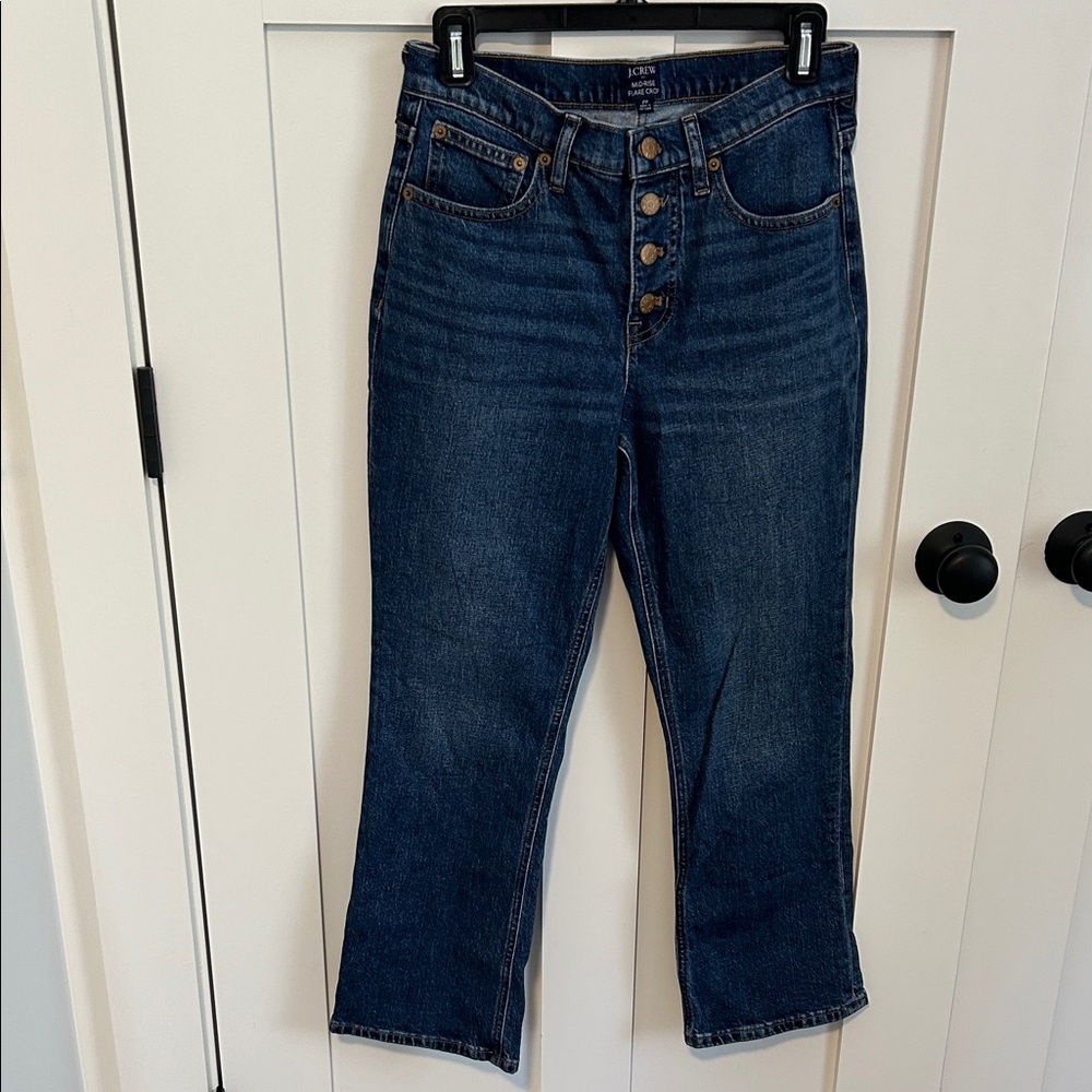 J. Crew Factory Dark Blue Mid-rise Cropped Jeans